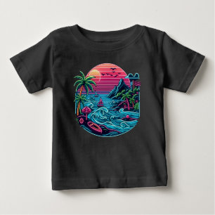 トロピカル/ハワイアンネオンビーチ ベビーTシャツ