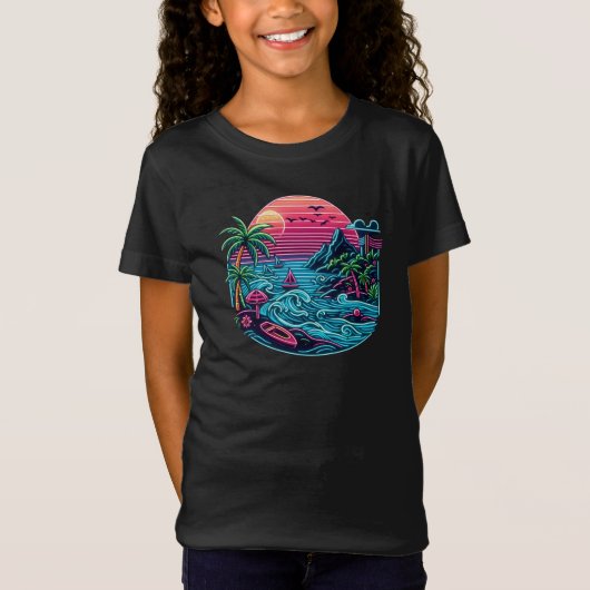 トロピカル/ハワイアンネオンビーチ Tシャツ (正面)