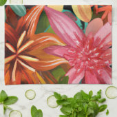 トロピカル/ハワイアン/フローラ/花 キッチンタオル (折り畳み)