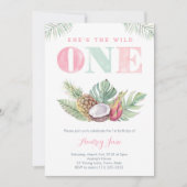 トロピカル ハワイアン ワイルド ビーチ ガール ファースト バースデー 招待状 (正面)