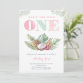 トロピカル ハワイアン ワイルド ビーチ ガール ファースト バースデー 招待状 (スタンド正面)