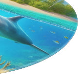 トロピカル/ハワイカラフル水中イルカ カッティングボード (角)