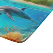 トロピカル/ハワイカラフル水中イルカ カッティングボード (角)