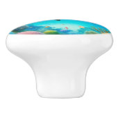 トロピカル/ハワイカラフル水中イルカ セラミックノブ (側面)