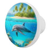 トロピカル/ハワイカラフル水中イルカ セラミックノブ (右)