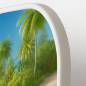 トロピカル/ハワイカラフル水中イルカ ピックルボールラケット (左詳細)