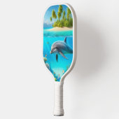 トロピカル/ハワイカラフル水中イルカ ピックルボールラケット (左)