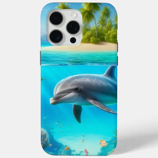 トロピカル/ハワイカラフル水中イルカ Case-Mate iPhoneケース (裏面)