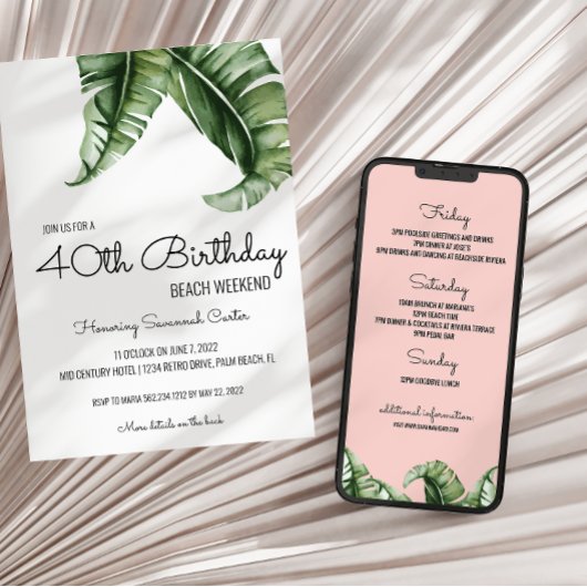 トロピカル バースデー ウィークエンド ご招待 + 旅程 招待状