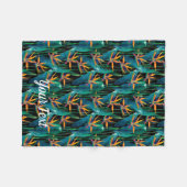 トロピカル·バード·オブ·パラダイス·フラワーズ フリースブランケット (正面(横))