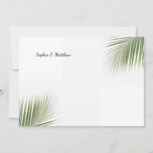トロピカル パームリーフ カスタマイズ可能名前 夏 招待状 (正面)