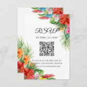 トロピカル パームリーフ RSVP カード | 夏の目的地 (正面/裏面)