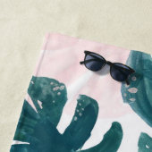 トロピカル，パーム葉，ヒビスクス ビーチタオル (インサイチュ)