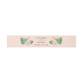 トロピカル パーム ウォーターカラー ブラッシュ ピンク ハワイアン 招待状ベリーバンド (フラット)