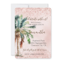 トロピカル パーム ツリー ピンク グリッター   