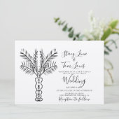 トロピカル パーム ツリー 手描き アースカラー 招待状 (スタンド正面)