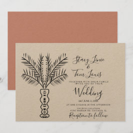 トロピカル パーム ツリー 手描き アースカラー 招待状