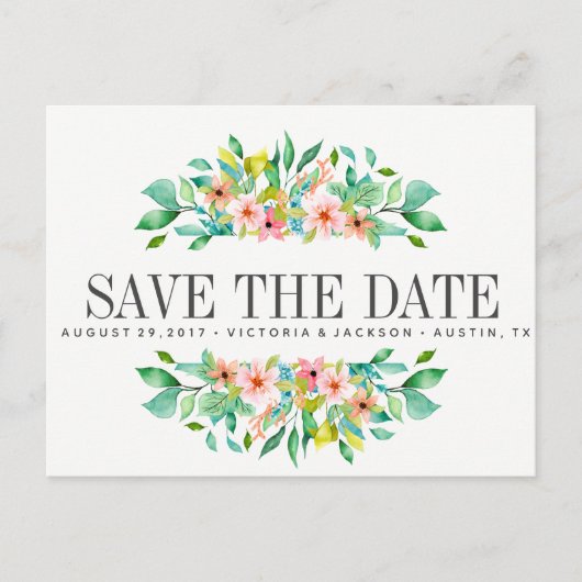 トロピカル ヒビスカス | ウェディング セーブ・ザ・デート 案内ポストカード (正面)