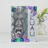 トロピカル ビンテージ レトロ フラワーティキ ハワイアン ルアウ 招待状 (スタンド正面)