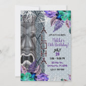 トロピカル ビンテージ レトロ フラワーティキ ハワイアン ルアウ 招待状 (裏面)