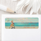 トロピカル，ビーチ，クリスマスツリー，ネコの雪 ラベル (インサイチュ)