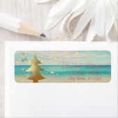 トロピカル ビーチ ゴールド クリスマス ツリー 雪の結晶 ラベル (インサイチュ)