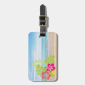 トロピカル,ビーチ,ハワイアンヒビスクス ラゲッジタグ (正面縦)