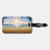トロピカル，ビーチ，ヤシ，夕日，プルメリア ラゲッジタグ (裏面横)