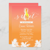 トロピカル ピニャコローダ & パームツリー スウィート16 招待状 (正面/裏面)