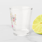トロピカル ピンクとゴールドのフラミンゴと花 ショットグラス (右)