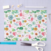 トロピカル&ピンクフラミンゴスパターン 薄葉紙 (クラフト)