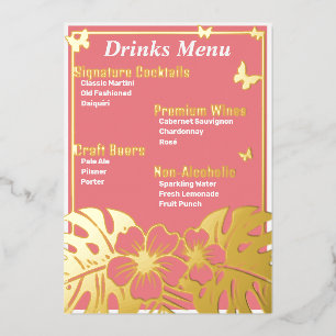 トロピカル - ピンク ゴールド箔 Beverage Menu 箔シーズンカード
