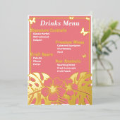 トロピカル - ピンク ゴールド箔 Beverage Menu 箔シーズンカード (立ち正面)