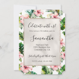 トロピカル ピンク ハイビスカス フローラル 招待状