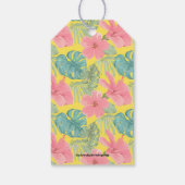 トロピカル ピンク ハイビスカス 誕生日パーティー サンクス ギフトタグ (裏面)