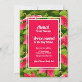 トロピカル ピンク ハワイアン ハイビスカス アロハ ご移転のお知らせ 案内状 (正面)