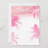 トロピカル ピンク パーム ツリー & ライト 誕生日パーティー 招待状 (裏面)