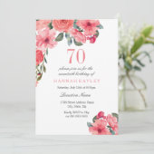 トロピカル ピンク & ピーチ サマー 70歳の誕生日招待状 招待状 (スタンド正面)