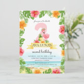 トロピカル ピンク フラミンゴ サマー ガール 2歳 招待状 (スタンド正面)