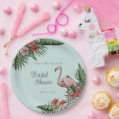 トロピカル ピンク フラミンゴ ハイビスカス ブライダル シャワー ペーパープレート (パーティー)