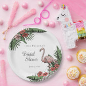 トロピカル ピンク フラミンゴ ハイビスカス ブライダル シャワー ペーパープレート (パーティー)