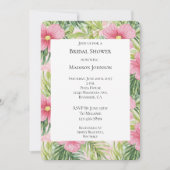トロピカル ピンク フラワー ブライダル シャワー 招待状 (正面)