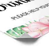 トロピカル ピンク フローラル ドリンク テーブル サイン (角)