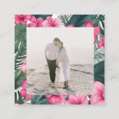 トロピカル ピンク ホリデー フローラル エンクロージャーカード (裏面)
