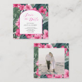 トロピカル ピンク ホリデー フローラル エンクロージャーカード (正面/裏面)