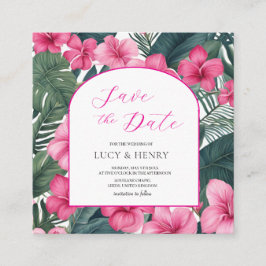 トロピカル ピンク ホリデー フローラル エンクロージャーカード