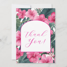 トロピカル ピンク ホリデー フローラル サンキューカード