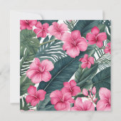 トロピカル ピンク ホリデー フローラル セーブザデート (裏面)