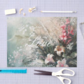 トロピカル ピンク ホワイト ハイビスカス フローラル ラブ 薄葉紙 (クラフト)