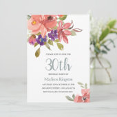 トロピカル ピーチ フラワーズ 30歳の誕生日パーティー招待状 招待状 (スタンド正面)